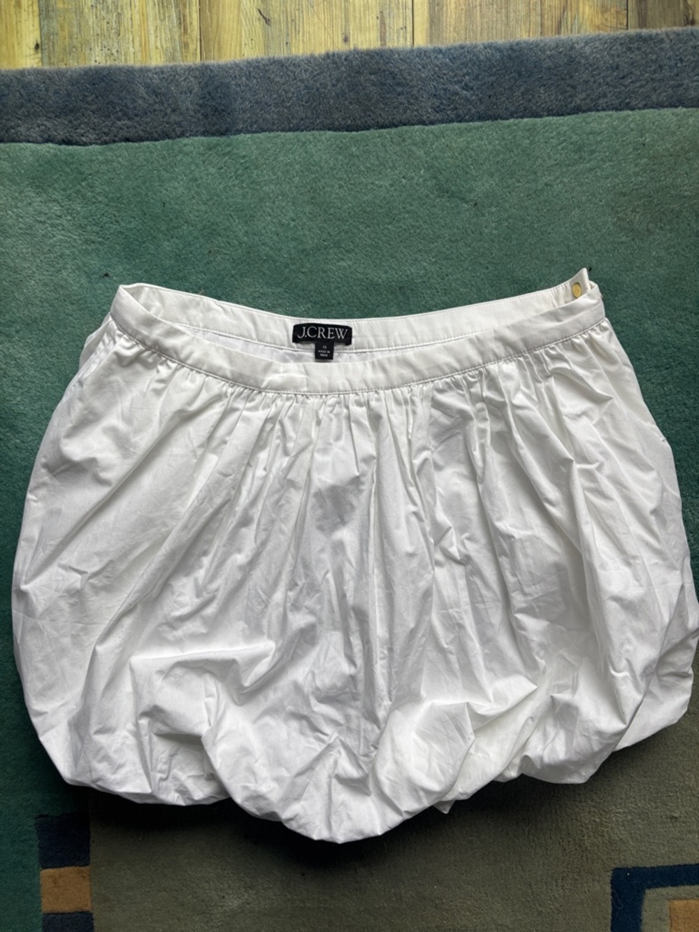 J. Crew White Bubble-Hem Cotton Skort